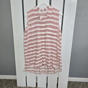 BeachLunchLounge Sleeveless Button Up Tank Tunic Stripe Top Medium Beach Coastal